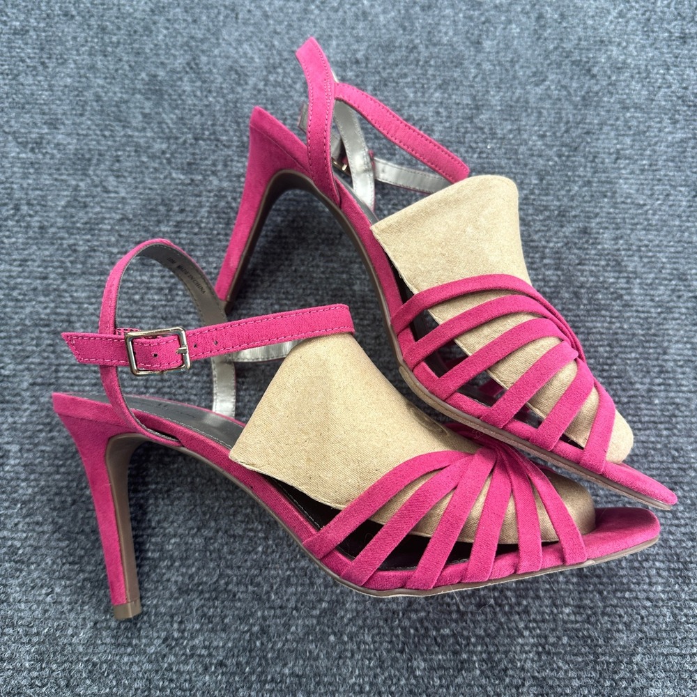 Worthington Strappy Stiletto Sandals Fuchsia Pink Boomer Open Heels Barbiecore‎